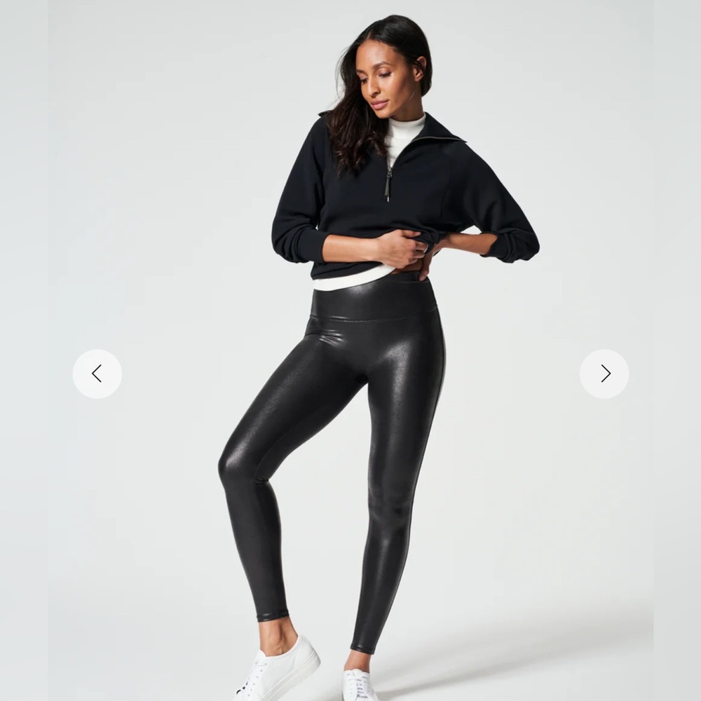Spanx Faux Leather Black Leggings - Size XL